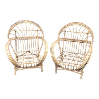 Vintage Rattan Regency Loungers - Pair For Sale