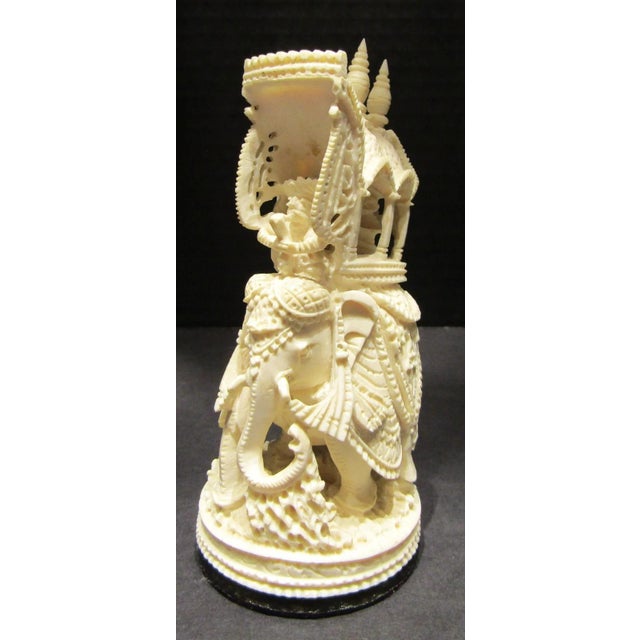 Antique Rajasthani Indian Ivory Colored Bone Complete Hand Carved Chess Set For Sale - Image 4 of 13