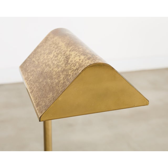 Mid 20th Century Mid-Century Modern Adjustable Patinated Brass Pharmacy Floor Lamp For Sale - Image 10 of 15