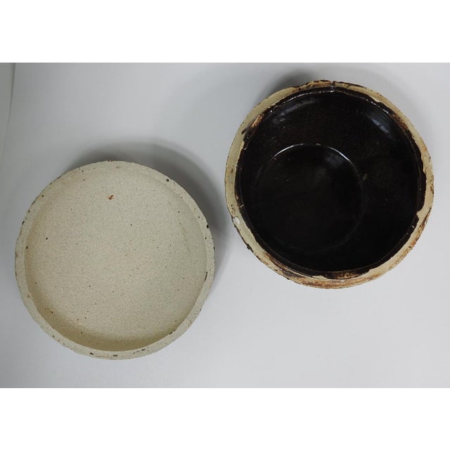 Mid 20th Century Mid 20th Century Primative Brown Pottery Covered Bowl For Sale - Image 5 of 5
