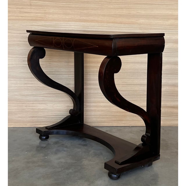 Early Biedermeier Period Walnut Console Table With Drawer, Austria, Circa 1830 For Sale - Image 4 of 11