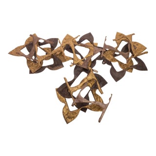 Paul D. Wellington Signed Modern Brutalist Brass Small Wall Sculpture 1970s For Sale