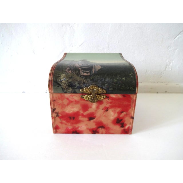Victorian Late 19th Century Antique Victorian Dresser Box With Landscape Portrait For Sale - Image 3 of 12