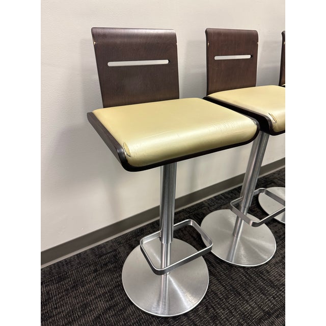 Set of 3 MCM Allermuir "Scoop" Swivel Bar Stools Authentic Made in Uk For Sale - Image 10 of 12