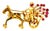Mid 20th Century 14k Gold Carriage Horse Brooch Antique With Rubies and Movable Wheels For Sale - Image 4 of 4