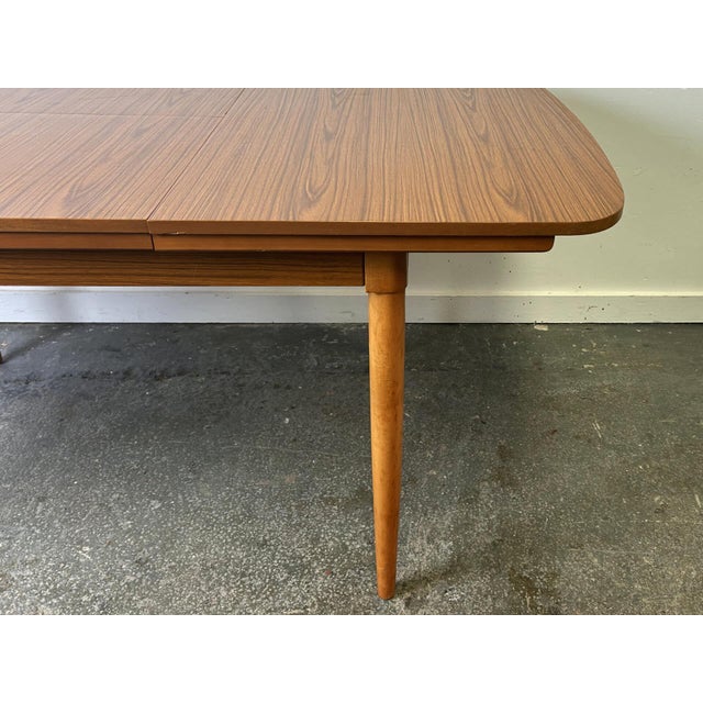 Mid Century Extending Formica Dining Table with Beech Legs from Schreiber, 1960s-70s For Sale - Image 8 of 11