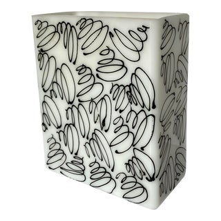 Contemporary Memphis Squiggle Painted Milk Glass Vase For Sale