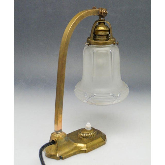Art Nouveau Night Lamp in Glass and Metal, Germany, 1900s For Sale - Image 3 of 9