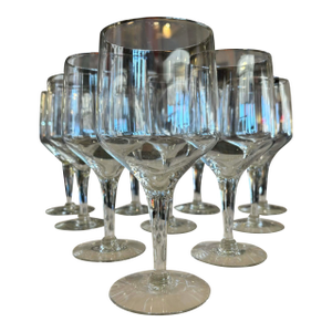 Vintage Mid Century Silver Rim Wine Glasses - Set of 10
