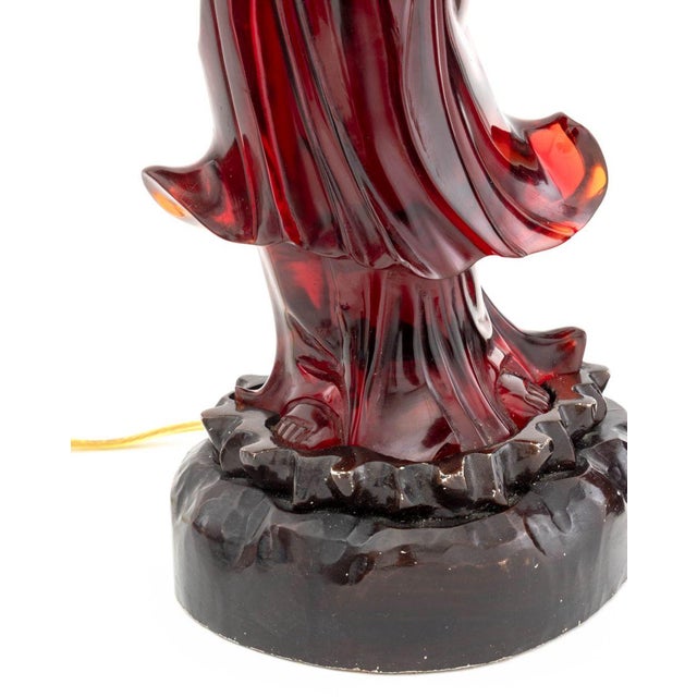 Chinese Cherry Red Amber Figural Table Lamps, Pair For Sale - Image 4 of 10