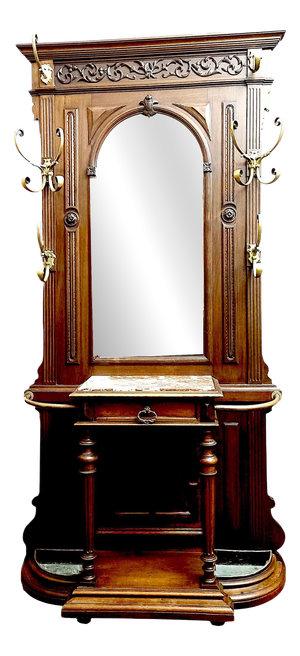 Antique Walnut Coat Rack, 1900s