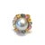 Bochic “Orient” Tahiti South Sea & Multi Sapphire Cluster Ring Set 18k & Silver Size 5 For Sale - Image 4 of 5