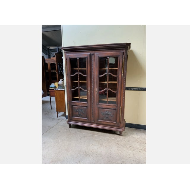 Brown Antique Art Nouveau Display Cabinet, 1910 For Sale - Image 8 of 12