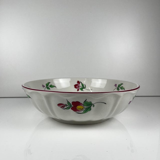 Large Round Salad Bowl Réverbère Model with Pink Pattern from KG Lunéville, 1980s For Sale - Image 6 of 6
