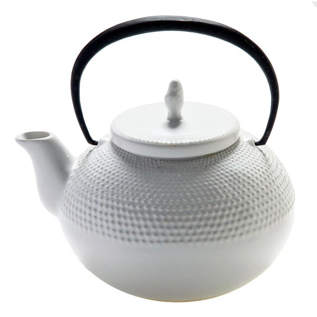 Mid Century Japanese Ceramic White Tea-Pot With Iron Handle For Sale - Image 12 of 12