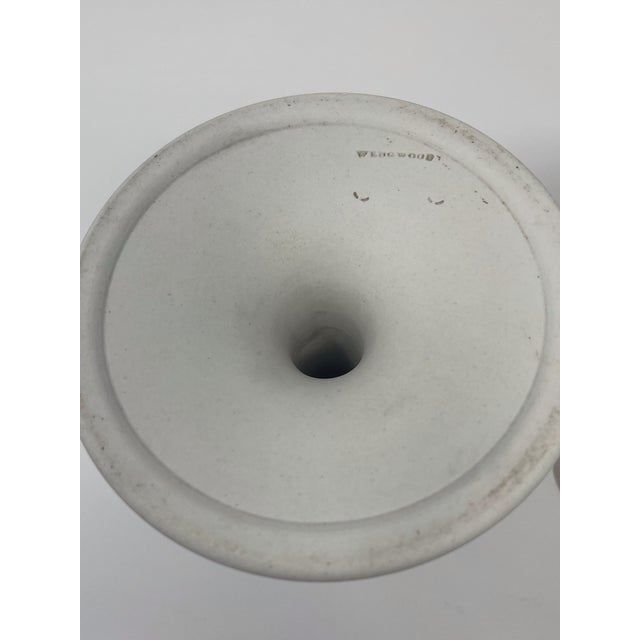 Antique c.1876 Wedgwood White Jasperware Candlesticks - Pair of Rare White Columns With Cobalt Blue Spiral Twist Relief For Sale - Image 10 of 12