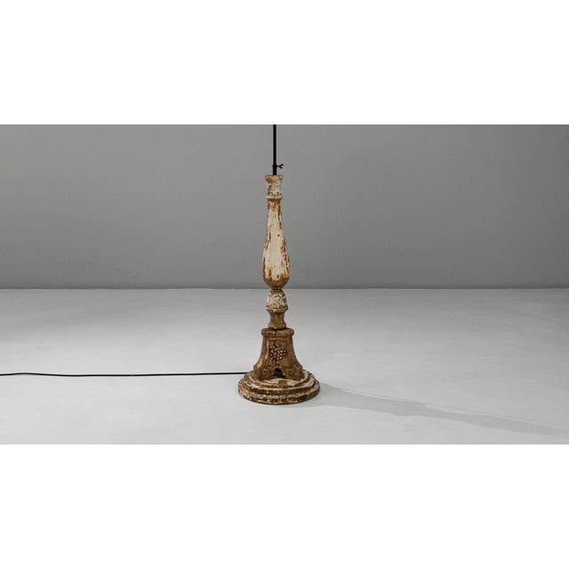 Brown 19th Century French Neoclassical Wood Patinated Floor Lamp Extra Large 5 Feet For Sale - Image 8 of 18