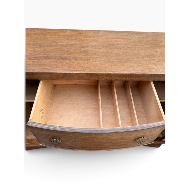 Vintage Stanley Bow-Front MCM Credenza Sideboard, Refinished, 48" For Sale - Image 11 of 14
