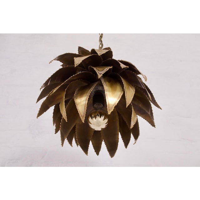 1970s Agave Pendant Light in Brass from Maison Jansen, 1970s For Sale - Image 5 of 11