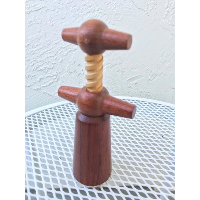Vintage Danish Mid Century Modern Solid Teak Bottle / Wine Opener / Corkscrew For Sale - Image 4 of 5