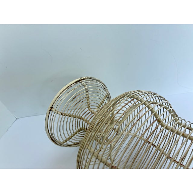 Vintage Antique White French Metal Urn | Wire Egg Basket | Jardiniere Planter For Sale - Image 6 of 12