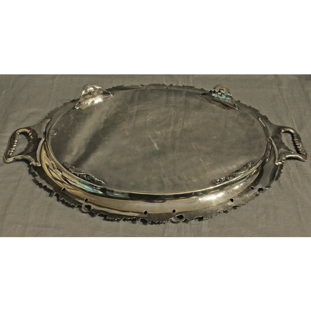 Metal Monogram Gorham Silver Plated Tea Tray For Sale - Image 7 of 9
