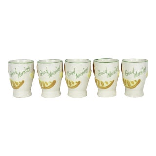 1950’s Ceramic Orange Juice Cups Set of Five For Sale