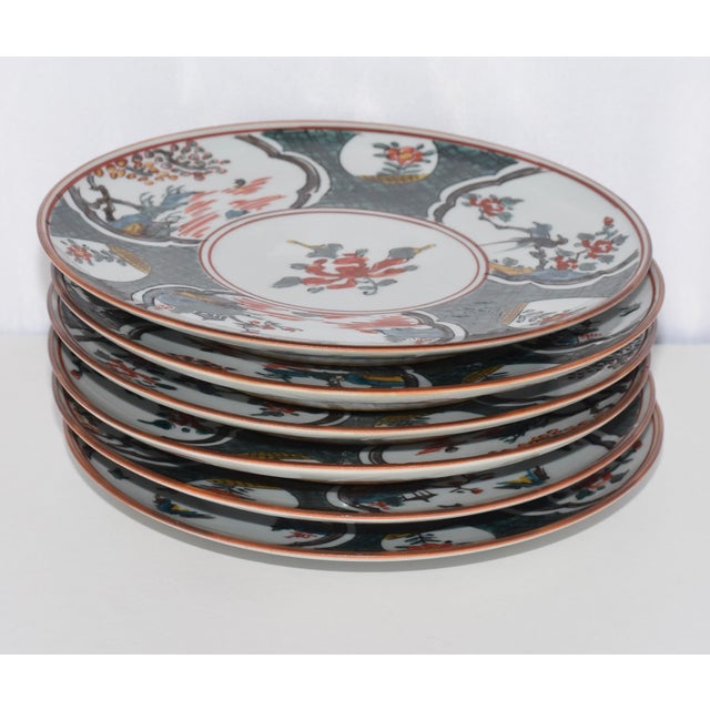 Vintage Japanese Meiji Era Ware Imari Footed Plates -Set of 6 | Chairish