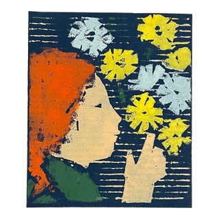 Irwin Rosenhouse Daisies Woodblock For Sale