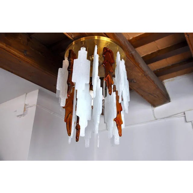 Hollywood Regency Bicolore Murano Glass Ceiling Lamp by Albano Poli for Poliarte, Italy, 1970s For Sale - Image 3 of 8