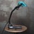 Vintage Petrol Green Enamel Banker's Table Lamp from Erpe, Belgium For Sale - Image 4 of 7