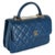 Contemporary Navy Quilted Lambskin Medium Trendy Top Handle Bag For Sale - Image 3 of 8