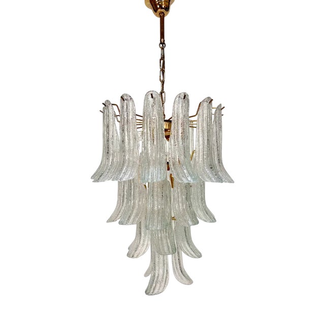 Large Murano Glass and Brass Chandelier, 1970s For Sale
