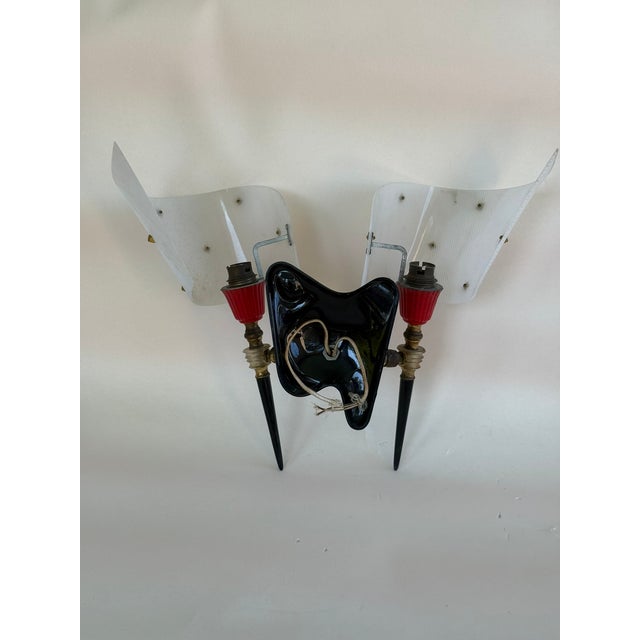 Pierre Guariche Pair of 1950's Pierre Guariche French Wall Sconces + Spare Parts Mid Century For Sale - Image 4 of 8
