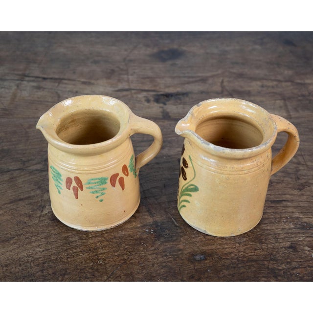 19th Century French Terracotta Pottery Pitchers With Floral Décor For Sale - Image 4 of 7