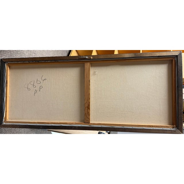 Olive Vintage Mid-Century Modern Cityscape Oil Painting by James Roberts For Sale - Image 8 of 10