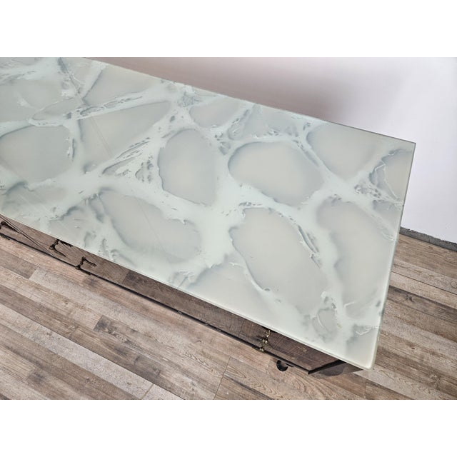 Metal Mid-Century Chest of Drawers with Blue Glass and Four Drawers, 1960s For Sale - Image 7 of 18