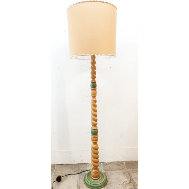 Floor Lamp with Twisted Wood Base For Sale - Image 4 of 14