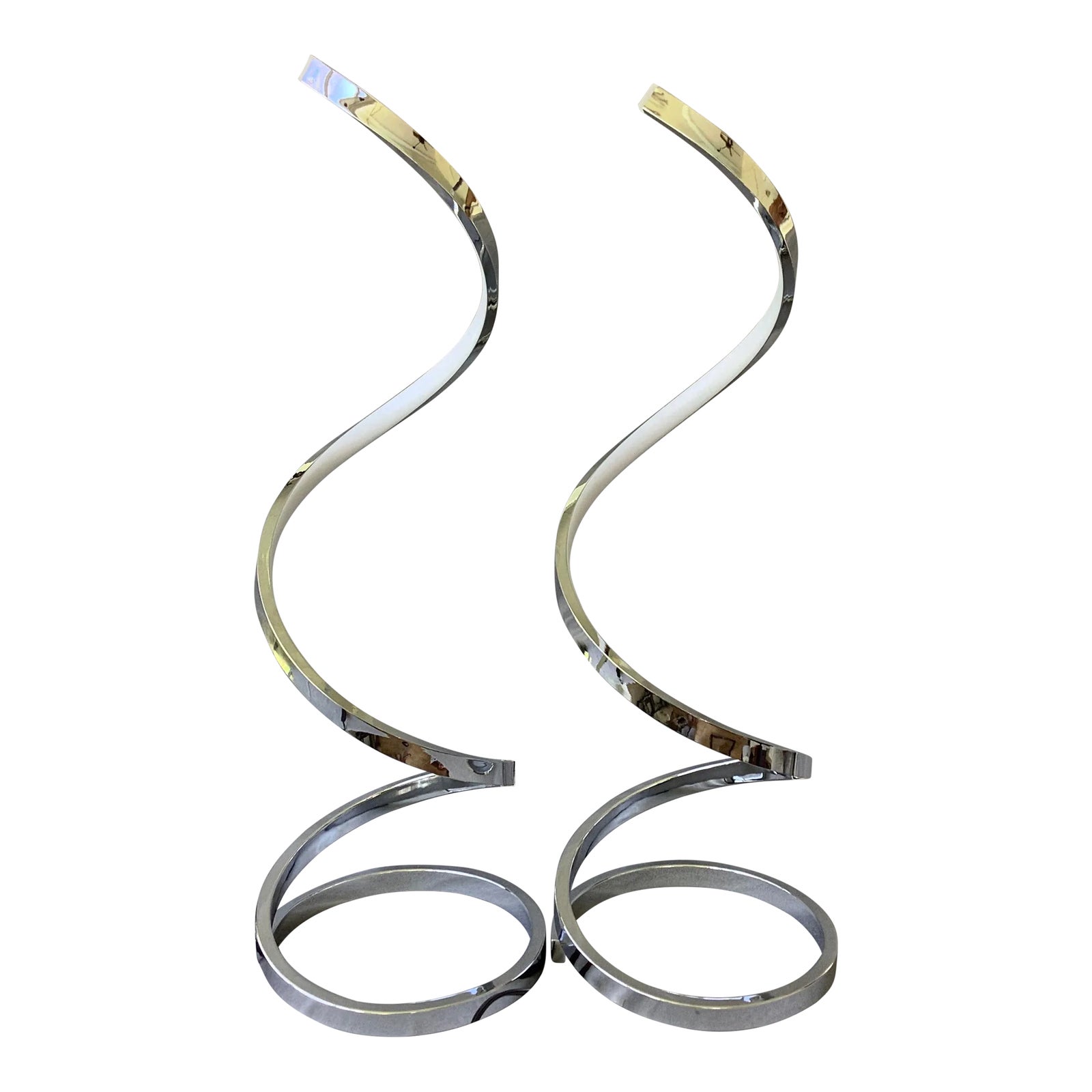 1990s Modern Led Spring Spiral Lights - Set of 2 | Chairish