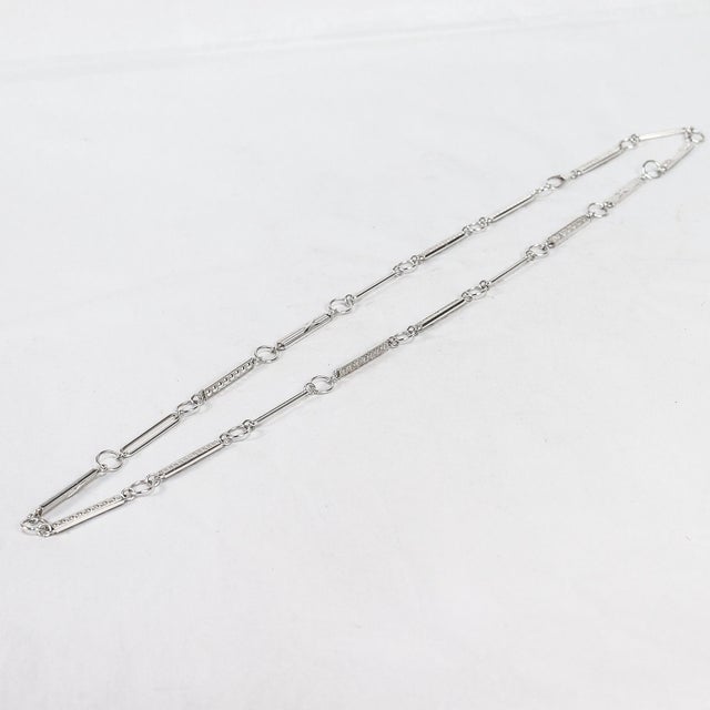Signed Modern Christofle 38" Sterling Silver Rope Length Link Necklace For Sale - Image 12 of 15
