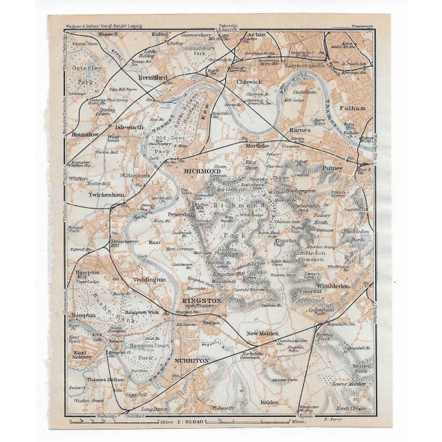 English 1911 Southwest London Map From Travel Guide For Sale - Image 3 of 3