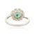 Vintage-Inspired Natural Emerald Diamond Sunburst Halo Ring in 18k Gold Size 4 For Sale - Image 10 of 16