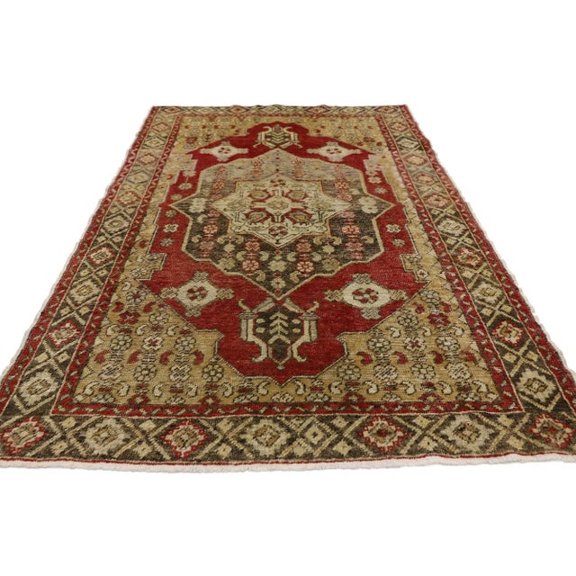 Turkish Mid 20th Century Vintage Turkish Oushak Rug 04'00 X 06'00 For Sale - Image 3 of 10