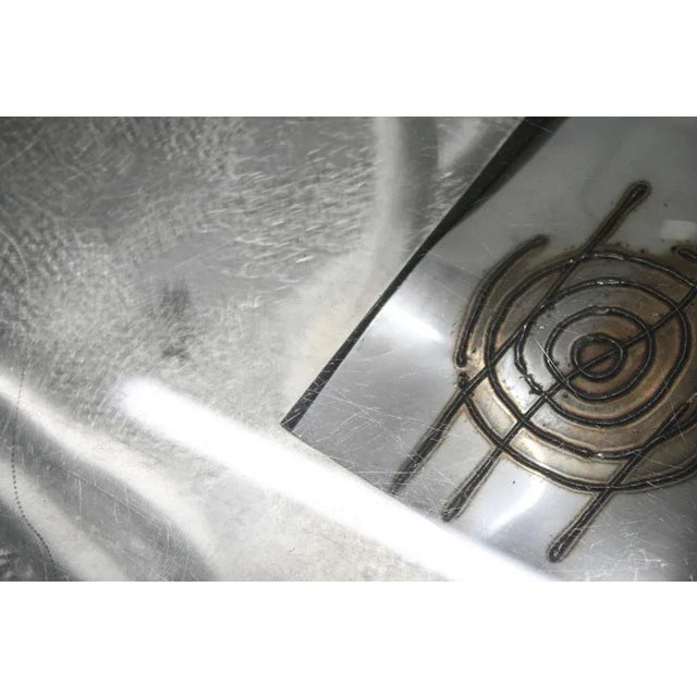 Welding Art Coffee Table in Stainless Steel and Glass For Sale - Image 6 of 11