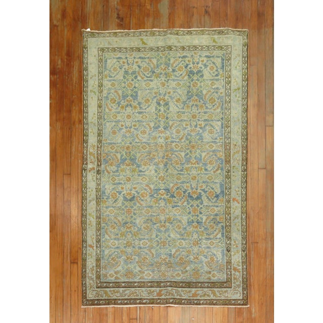 Textile Early 20th Century Powder Blue Malayer, 4'3'' X 6'8'' For Sale - Image 7 of 7