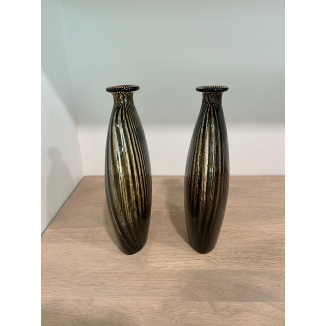 Pair of Midcentury Art Deco Style Murano Glass Attributed to Dino Martens Atomic Swirl Art Glass From the 1950’s For Sale - Image 6 of 12