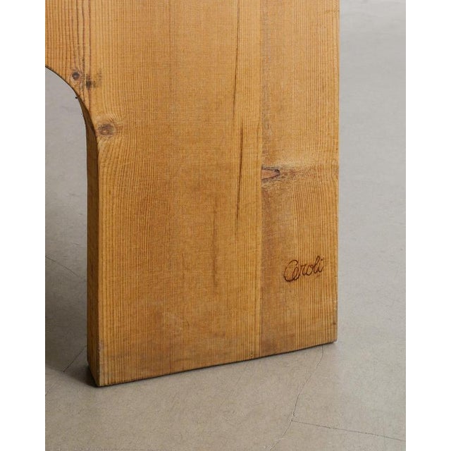 Gold Dining Table in Pine by Mario Ceroli for Poltronova, 1970s For Sale - Image 8 of 9