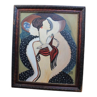 1960s Midcentury Modern Expressionist Nude Oil Painting For Sale
