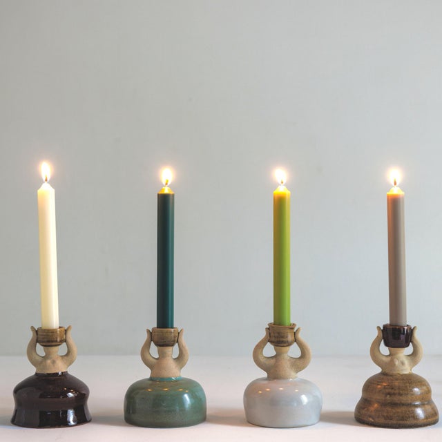2020s 2020s Figurative Woman Ceramic Candlestick Holder Umber For Sale - Image 5 of 11