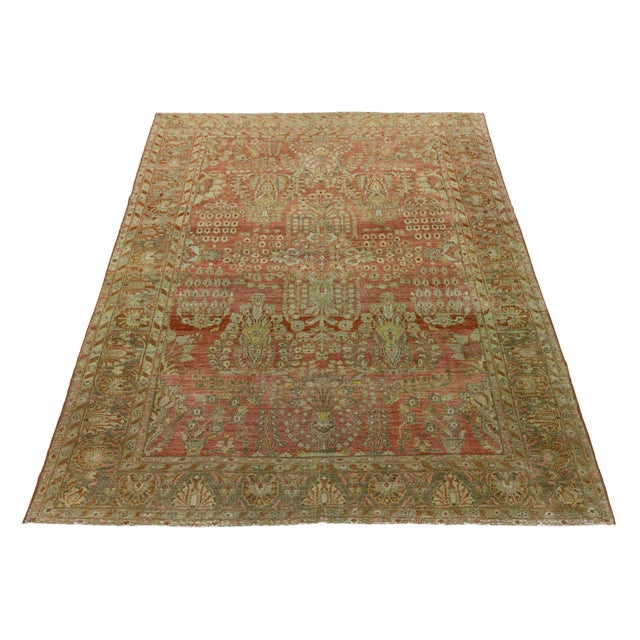 Antique Malayer Style Rug With Terracotta Field and Sage Green Boteh Motifs For Sale - Image 10 of 12